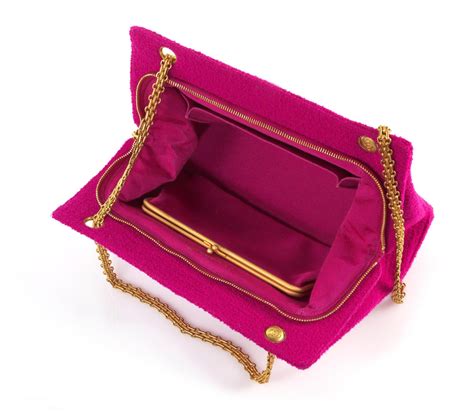 Fuchsia Boucle Tweed Quilted Shoulder Bag Gold Hardware, Cir 